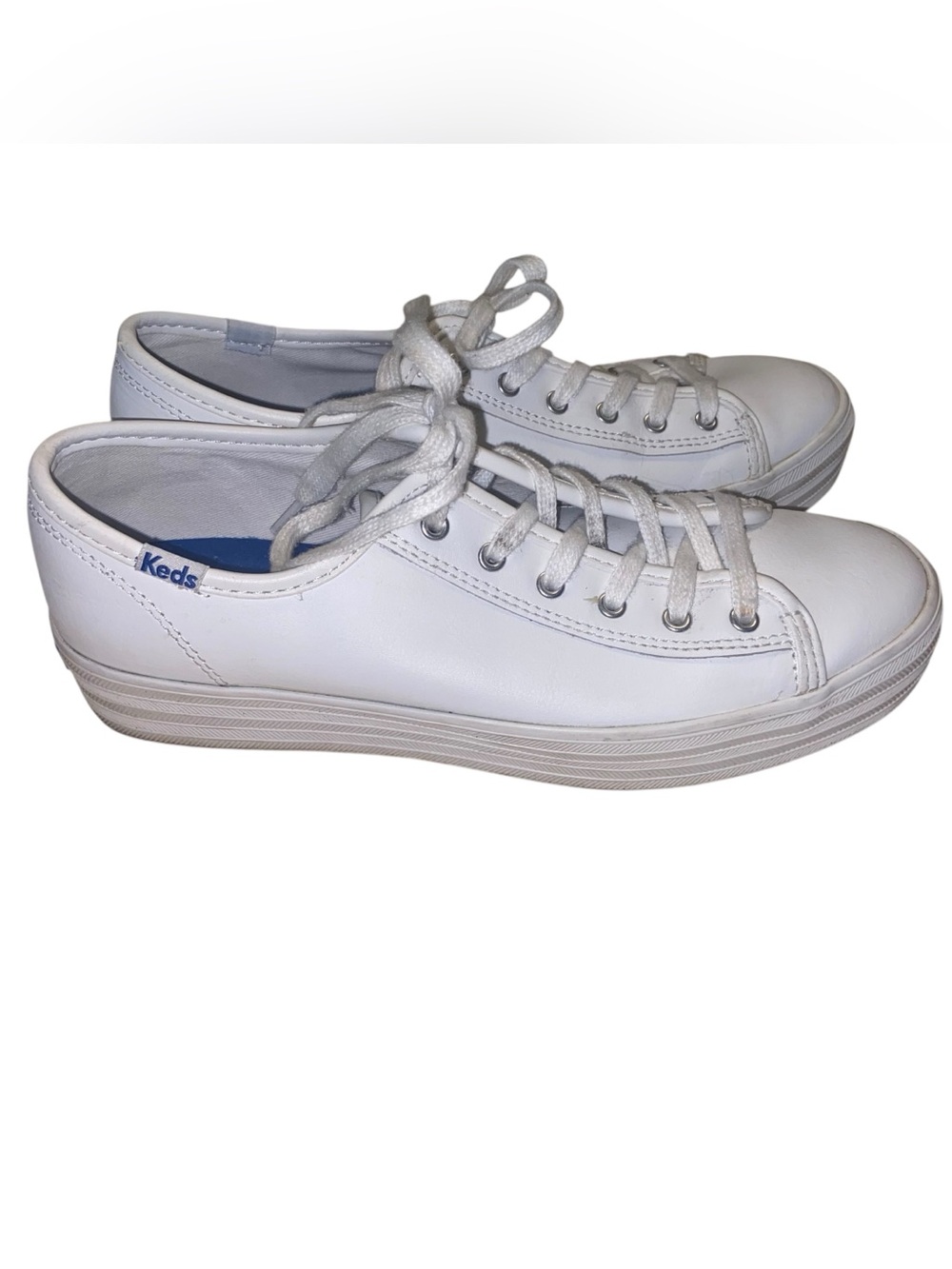 Keds Sneakers Womens Size 7 Triple Up Leather White Athletic Platform Shoes